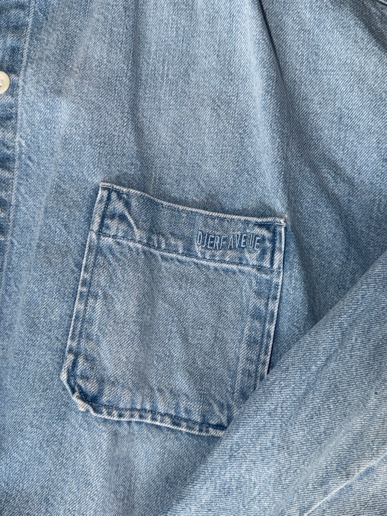 Djerf Avenue Light Denim Button-Up In Pale Blue — image 3 of 4